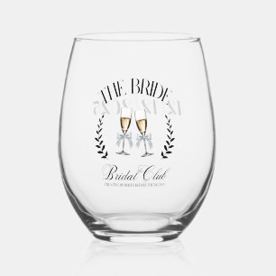Coquette Cute Pink Bow Personalised  Stemless Wine Glass
