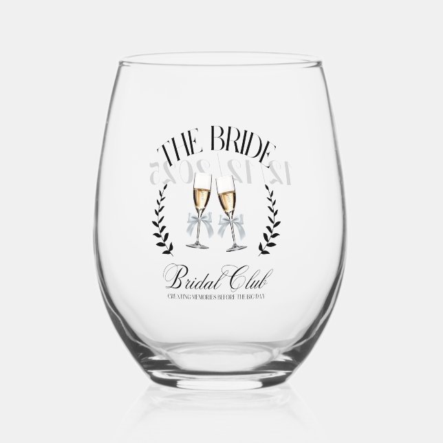 Coquette Cute Pink Bow Personalised  Stemless Wine Glass (Front)