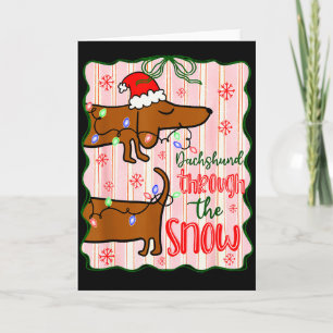 Coquette Dachshund Through The Snow, Retro Christm Card