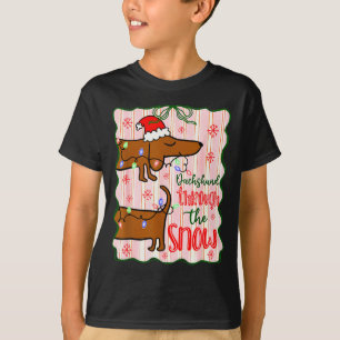 Coquette Dachshund Through The Snow, Retro Christm T-Shirt