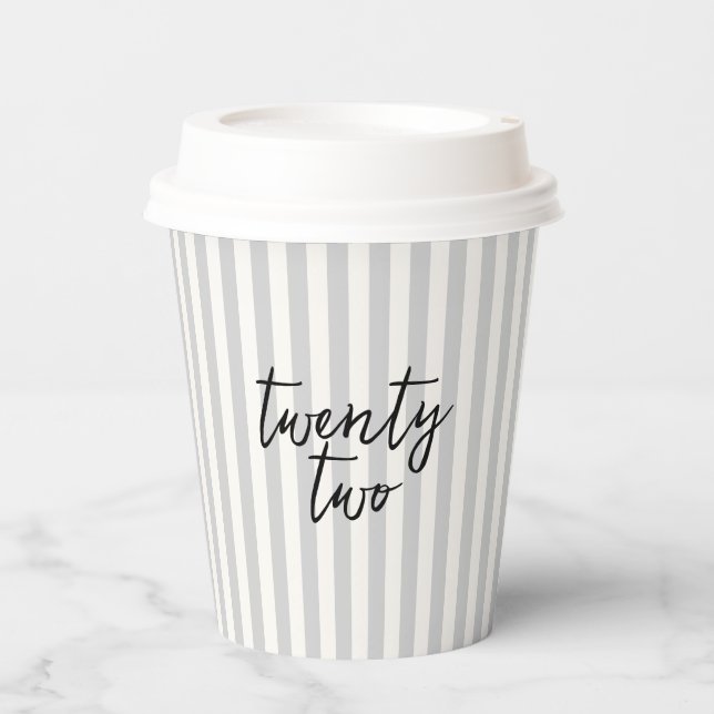 Coquette Disco Ball & Black Bow Grey Stripes  Paper Cups (Front)