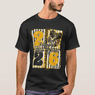 Coquette Disco Ball Happy New Year Hello 2026 T-Shirt