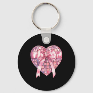 Coquette Disco Heart Pink Valentine Girly Valentin Key Ring