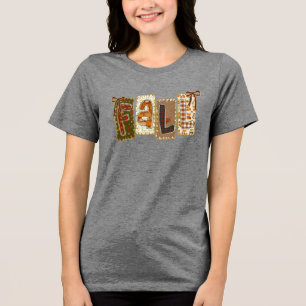 Coquette Fall Aesthetic Pumpkin Plaid Cute Autumn Tri-Blend Shirt