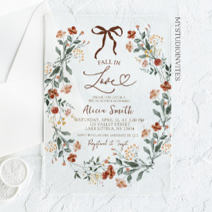 Coquette Fall in Love Bridal Shower Acrylic Invitations