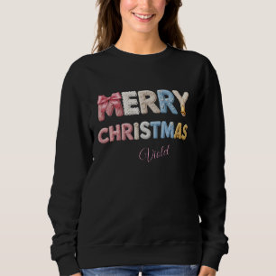 Coquette Faux Yarn Merry Christmas – Pastel Chunky Sweatshirt