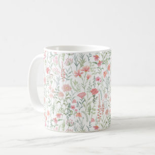 Coquette Feminine Pink Wildflower Meadow Coffee Mug