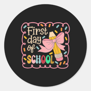 Coquette First Day Of School1  Classic Round Sticker