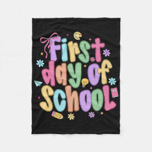 Coquette First Day Of School Bow Preppy Back To Sc Fleece Blanket