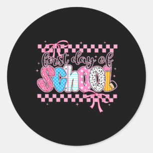 Coquette First Day Of School Preppy Ck To School F Classic Round Sticker