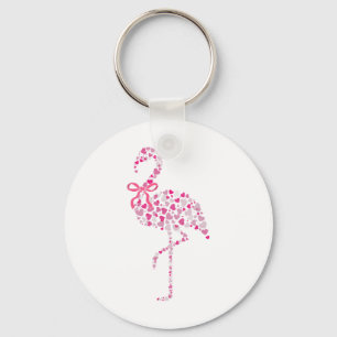 Coquette Flamingo Heart Cute Pink Valentines Day W Key Ring
