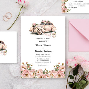 Coquette Floral Blush Pink Wedding Invitation