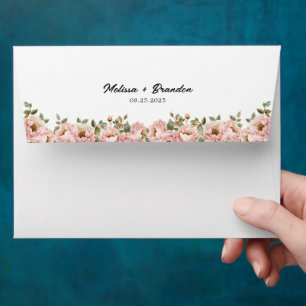 Coquette Floral Blush Pink Wedding Invitation Envelope