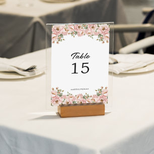 Coquette Floral Blush Pink Wedding Table Number