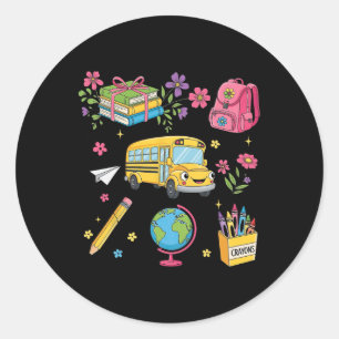 Coquette Floral First Day Of Preschool Kindergarte Classic Round Sticker