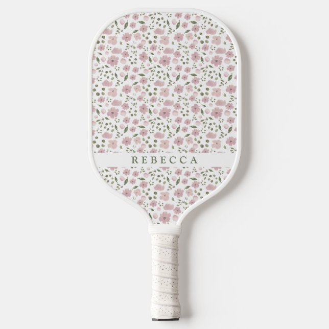 Coquette Floral Pattern | Personalised Name  Pickleball Paddle (Front)