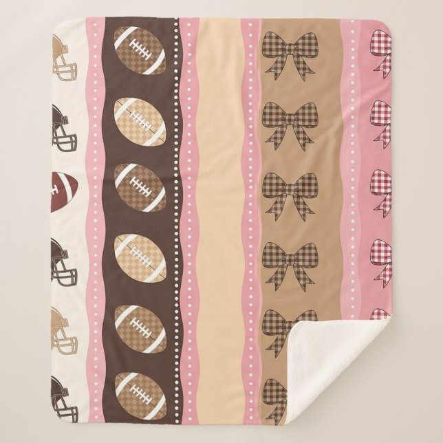 Coquette Football Bows Leopard Pattern (10) Sherpa Blanket (Front)