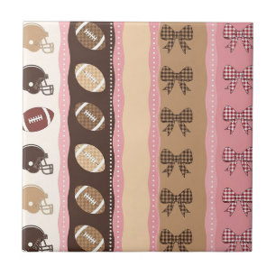 Coquette Football Bows Leopard Pattern (10) Tile