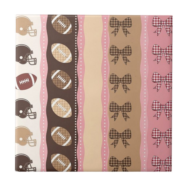 Coquette Football Bows Leopard Pattern (10) Tile (Front)