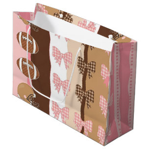 Coquette Football Bows Leopard Pattern (11) Large Gift Bag