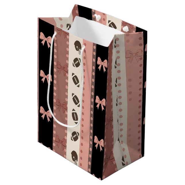 Coquette Football Bows Leopard Pattern (11) Medium Gift Bag (Front Angled)