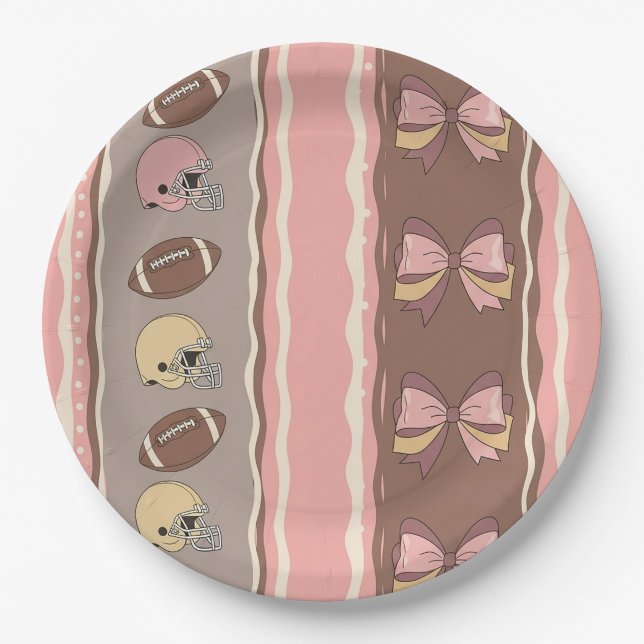 Coquette Football Bows Leopard Pattern (12) Paper Plate (Front)