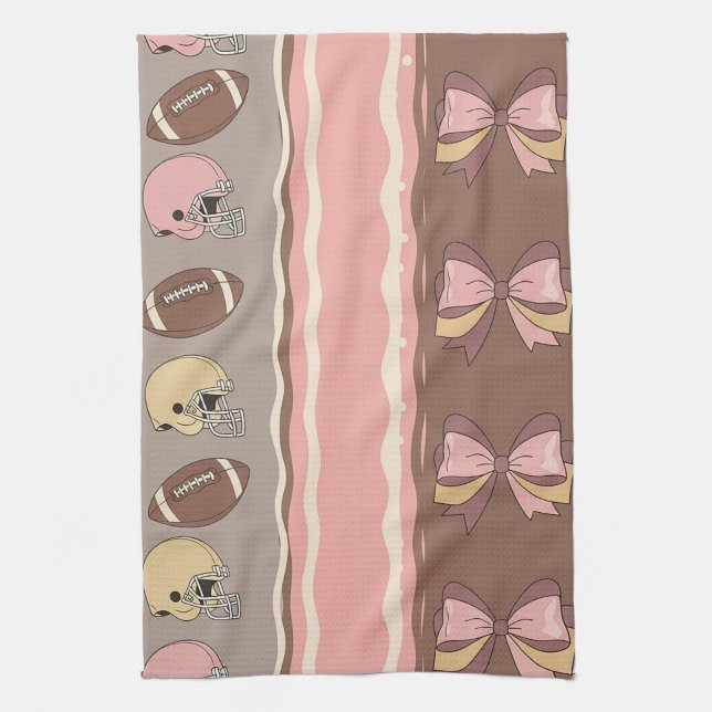 Coquette Football Bows Leopard Pattern (12) Tea Towel (Vertical)
