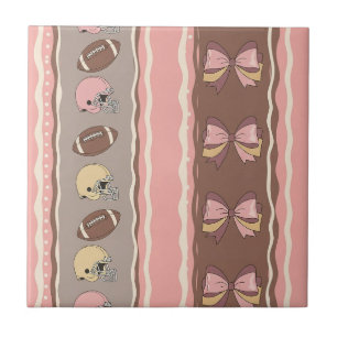 Coquette Football Bows Leopard Pattern (12) Tile