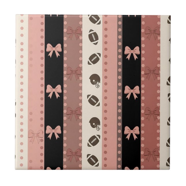 Coquette Football Bows Leopard Pattern (13) Tile (Front)