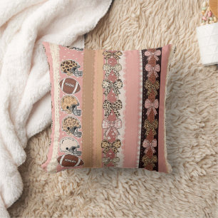 Coquette Football Bows Leopard Pattern (1) Cushion