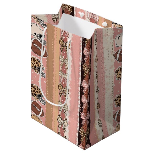 Coquette Football Bows Leopard Pattern (1) Medium Gift Bag (Front Angled)