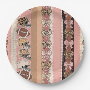 Coquette Football Bows Leopard Pattern (1) Paper Plate