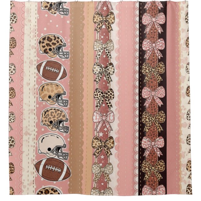 Coquette Football Bows Leopard Pattern (1) Shower Curtain (Front)