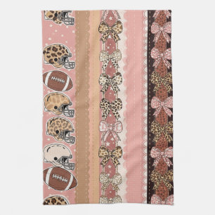 Coquette Football Bows Leopard Pattern (1) Tea Towel