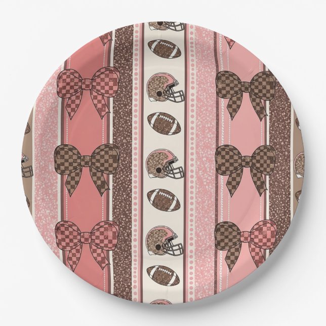 Coquette Football Bows Leopard Pattern (2) Paper Plate (Front)