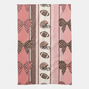 Coquette Football Bows Leopard Pattern (2) Tea Towel