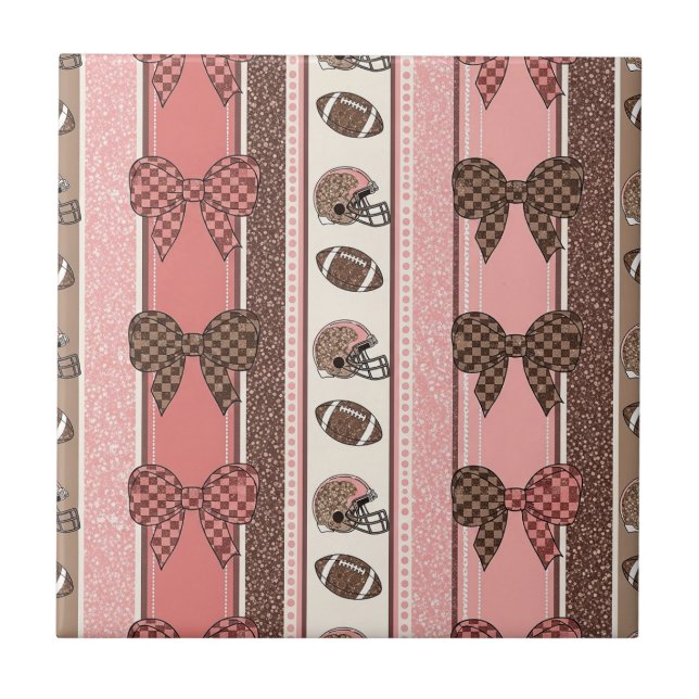 Coquette Football Bows Leopard Pattern (2) Tile (Front)