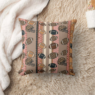 Coquette Football Bows Leopard Pattern (3) Cushion