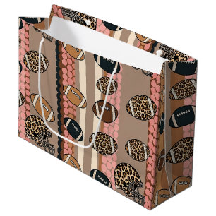 Coquette Football Bows Leopard Pattern (3) Large Gift Bag