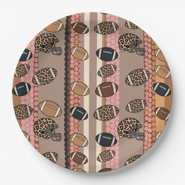 Coquette Football Bows Leopard Pattern (3) Paper Plate (Front)