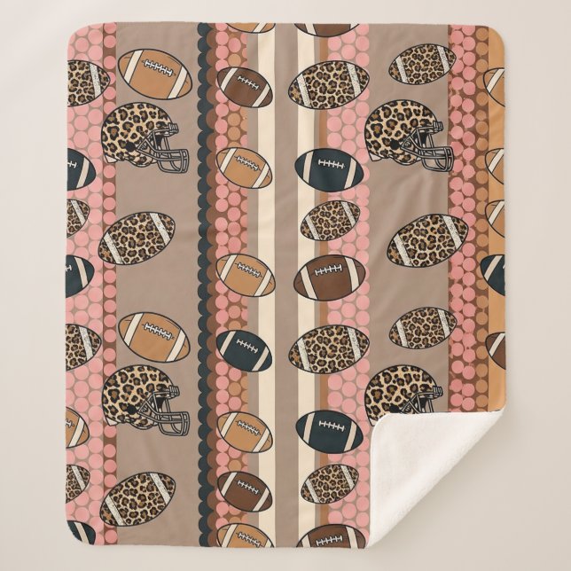 Coquette Football Bows Leopard Pattern (3) Sherpa Blanket (Front)
