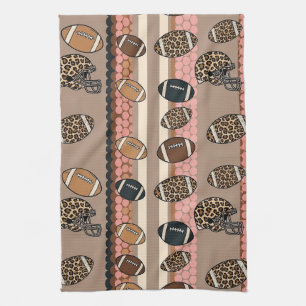 Coquette Football Bows Leopard Pattern (3) Tea Towel