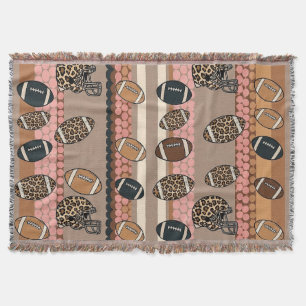 Coquette Football Bows Leopard Pattern (3) Throw Blanket