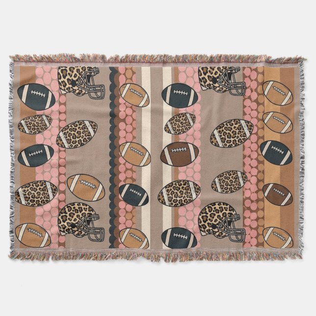 Coquette Football Bows Leopard Pattern (3) Throw Blanket (Front)