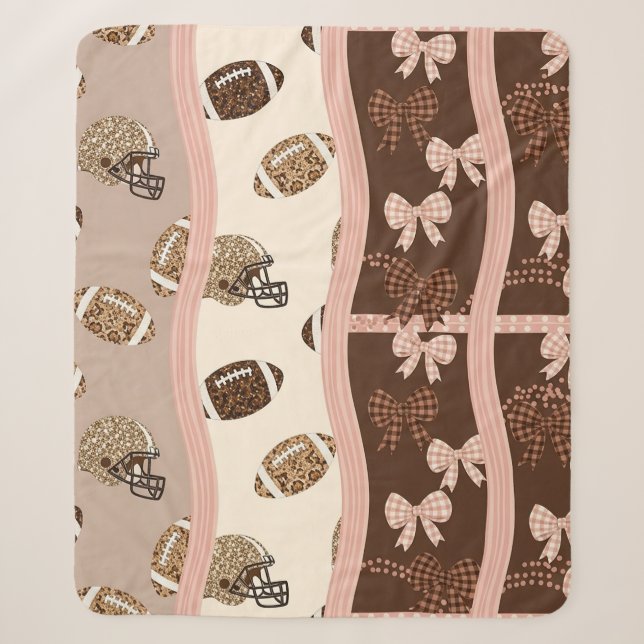 Coquette Football Bows Leopard Pattern (4) Sherpa Blanket (Front)