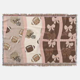 Coquette Football Bows Leopard Pattern (4) Throw Blanket