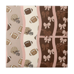 Coquette Football Bows Leopard Pattern (4) Tile