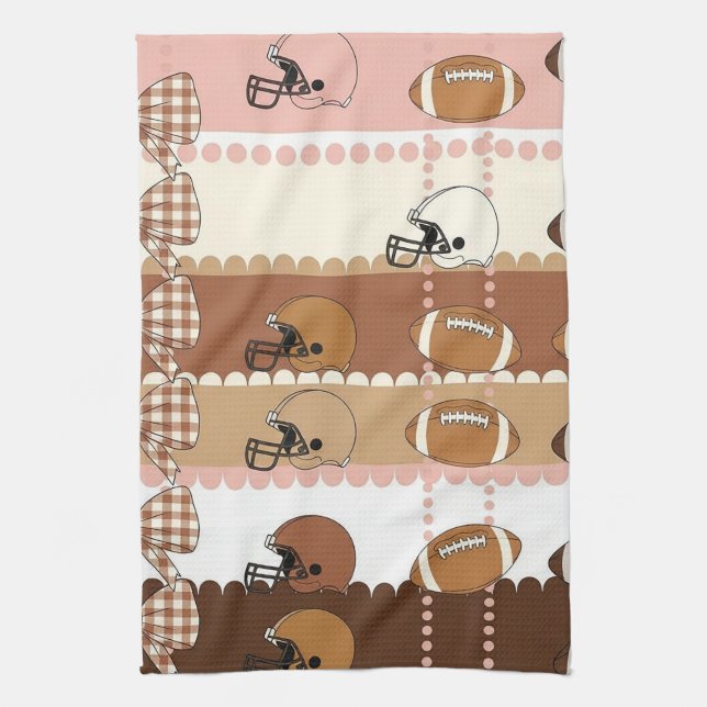 Coquette Football Bows Leopard Pattern (5) Tea Towel (Vertical)