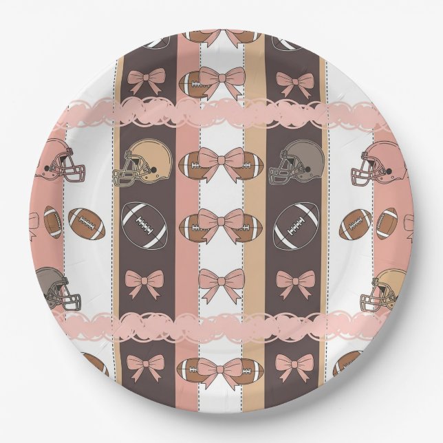 Coquette Football Bows Leopard Pattern (6) Paper Plate (Front)
