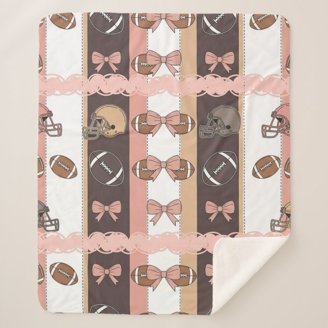 Coquette Football Bows Leopard Pattern (6) Sherpa Blanket (Front)